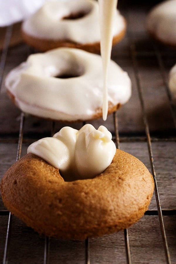 A traditional cake donut infused with pumpkin and covered in a decadent, cream cheese glaze.  Our pumpkin donuts are sure to be your favorite Fall treat!