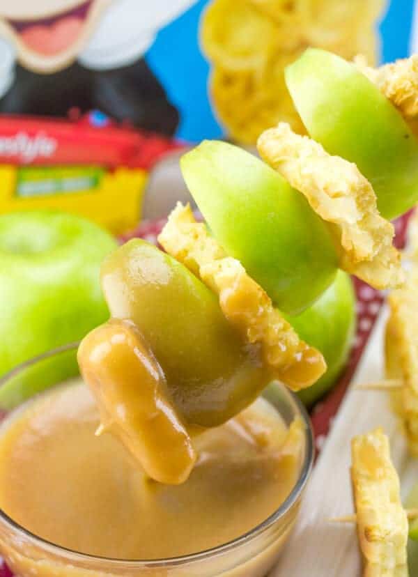 Caramel Apple Waffle Skewers