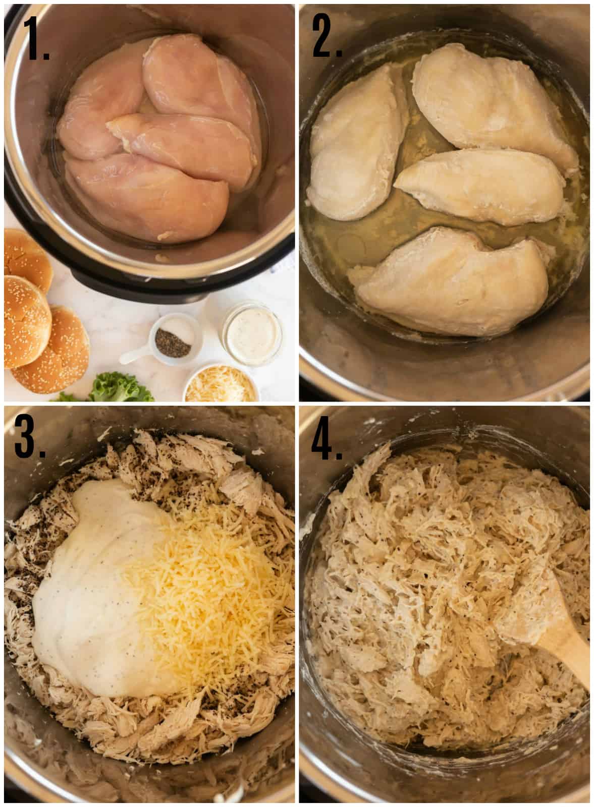 Step by step photo on how to make Instant Pot Chicken Caesar Sandwiches