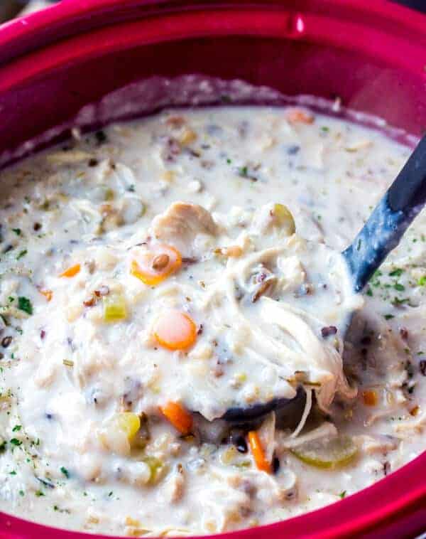 Slow Cooker Chicken Wild Rice Soup {A Warm Weather Comfort Soup}