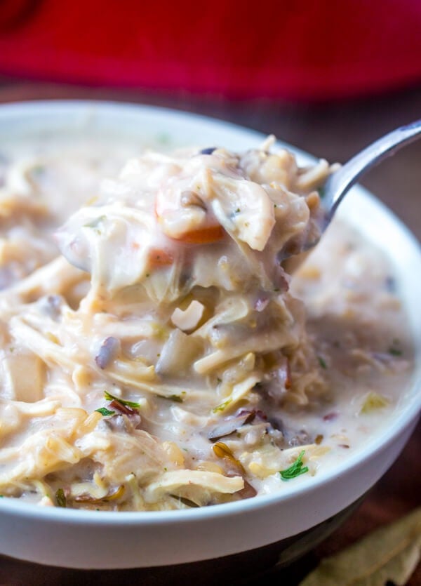 Slow Cooker Chicken and Wild Rice Soup - Damn Delicious