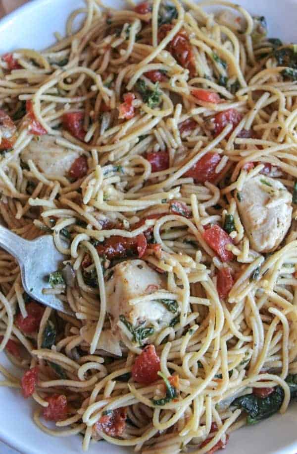 chicken spinach tomato pasta recipe