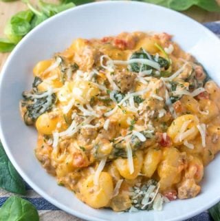 sausage gnocchi, one pot, creamy sausage gnocchi, one pot meal, easy dinner