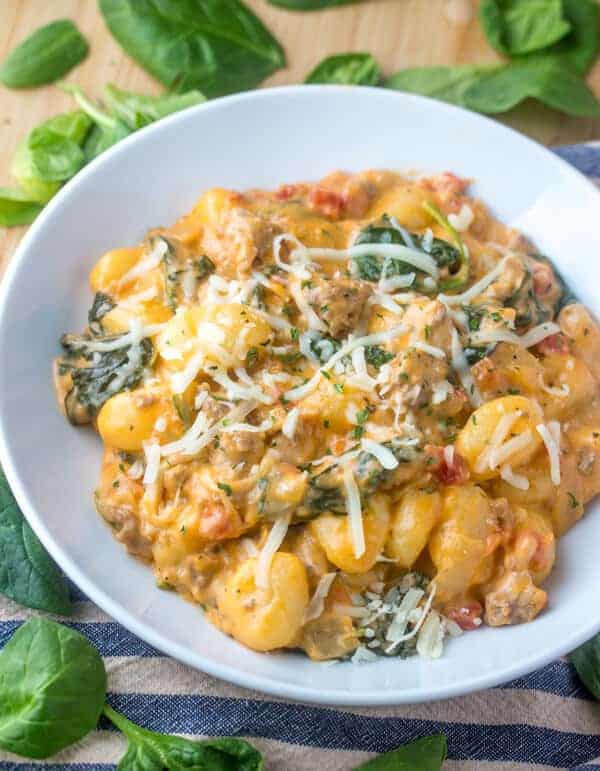 One Pot Creamy Sausage Gnocchi {A Quick and Easy Weeknight Dinner}