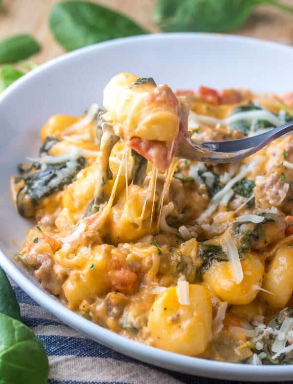 One Pot Creamy Sausage Gnocchi {A Quick and Easy Weeknight Dinner}