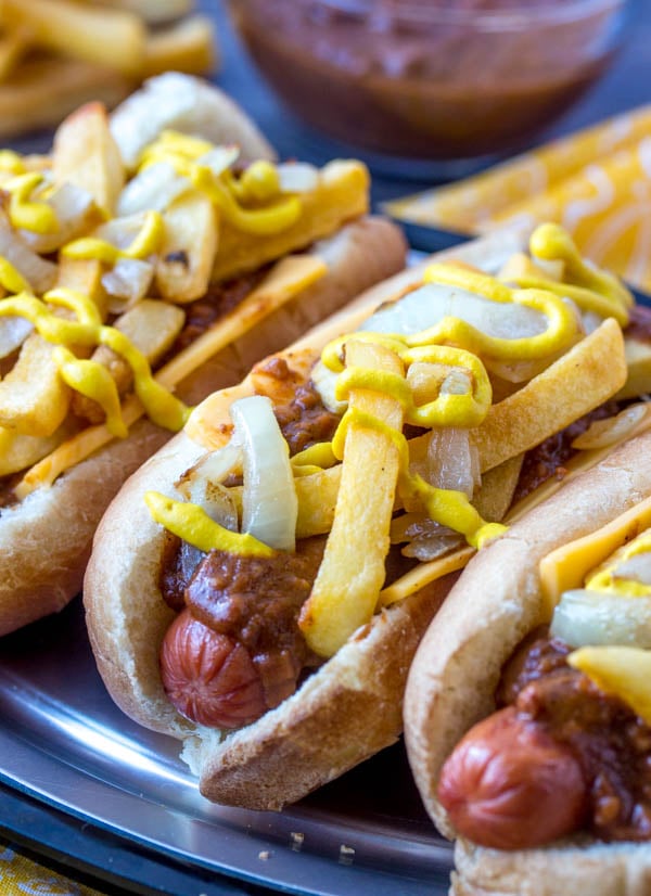 Loaded Hot Dogs {An Over-the-top Hot Dog Recipe}