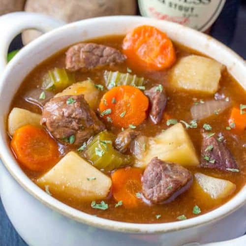 Slow Cooker Guinness Beef Stew {A Hearty Comforting Weeknight Meal}