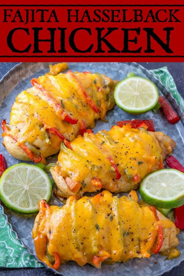 This Fajita Hasselback Chicken takes all the favorite flavors of your traditional chicken fajitas and combines them into one delicious, filing and flavorful dish! #chicken #fajita #mexican #delicous #recipe #food #tacotuesday 