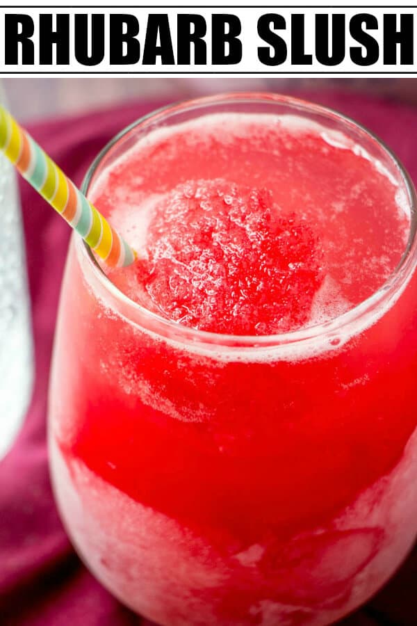 A refreshing summertime treat this Rhubarb Slush is an oldie but goodie that is seriously addicting and full of massive flavor! #rhubarb #drink #shushie #icy #strawberry #lemon #lemonade