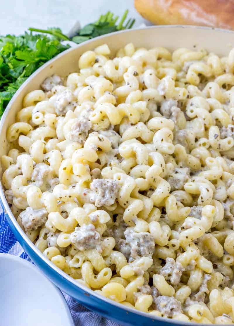 Veggie Sausage Sheet Pan Dinner with Pesto Cream