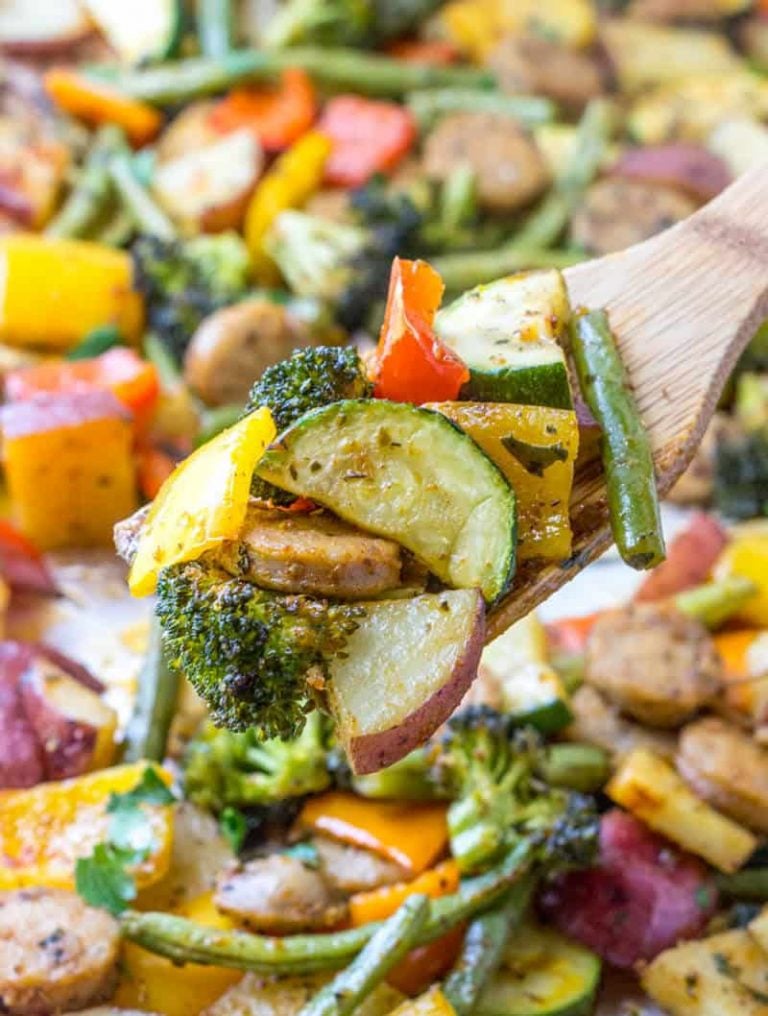 Chicken Sausage & Vegetable Sheet Pan Dinner - Tornadough Alli