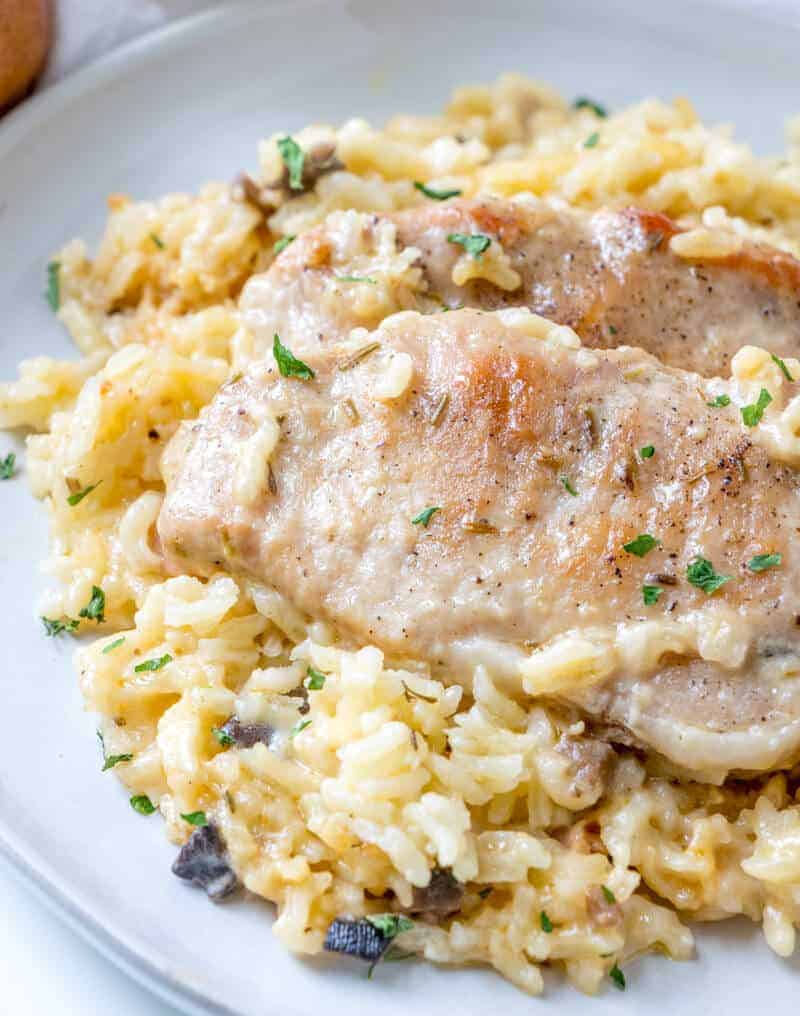 pork chops with cream of mushroom soup in oven with rice