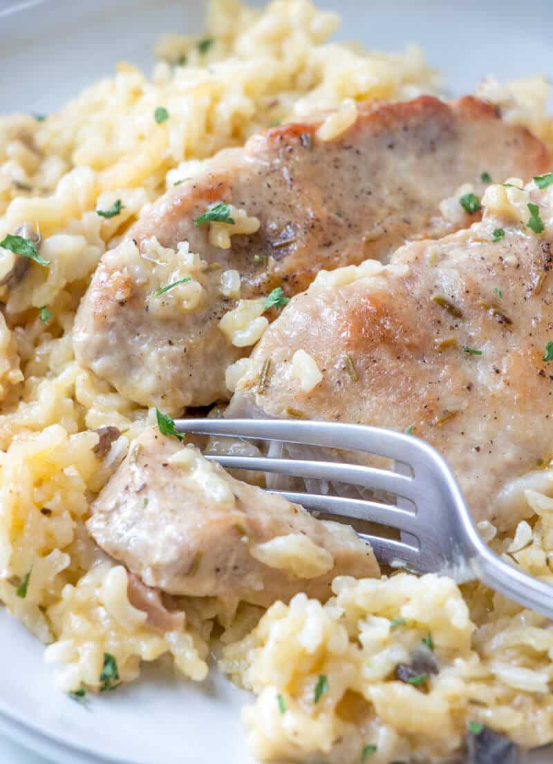 Instant pot smothered pork chops with cream of mushroom soup best sale and rice