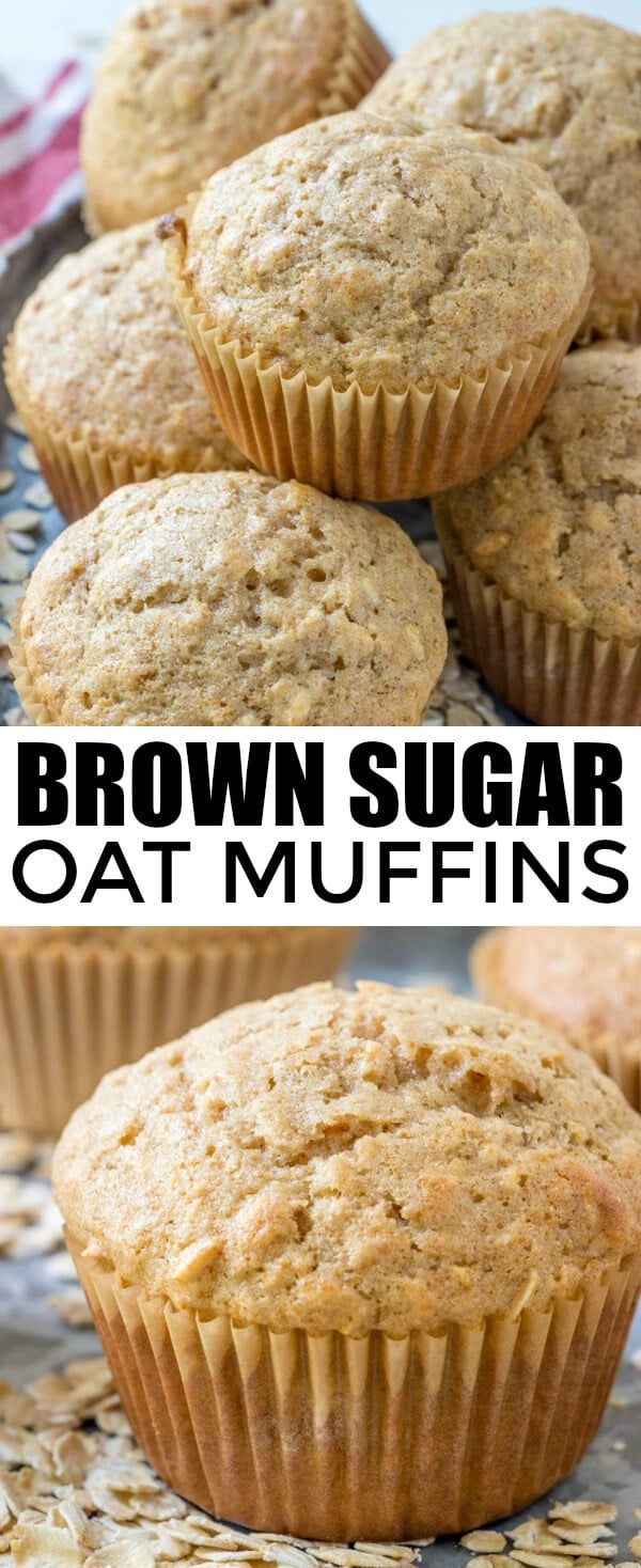 Quick, easy, delicious and perfect for an on-the-go morning breakfast, these Brown Sugar Oat Muffins are a great and hearty grab and go snack! #muffins #muffin #breakfast #oatmeal #oats #wholewheat #easyrecipe #kidfriendly #brownsugar