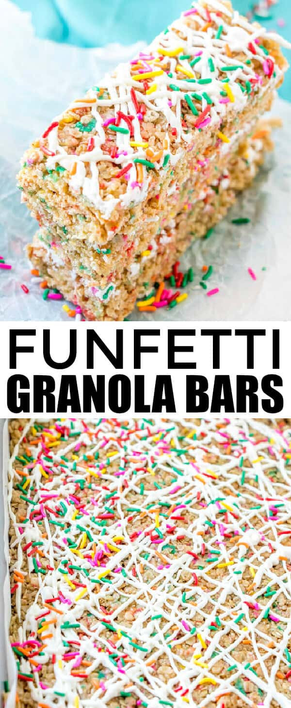 Easy, addicting and fun these Funfetti Granola Bars are a kid-friendly breakfast or snack recipe that is quick and flavorful!