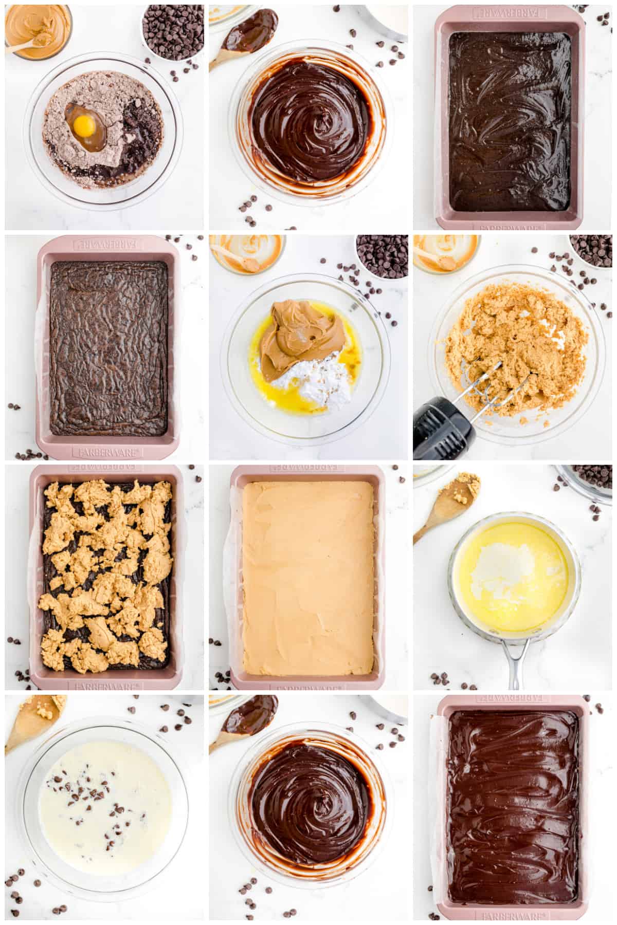 Step by step photos on how to make The Ultimate Peanut Butter Brownies.