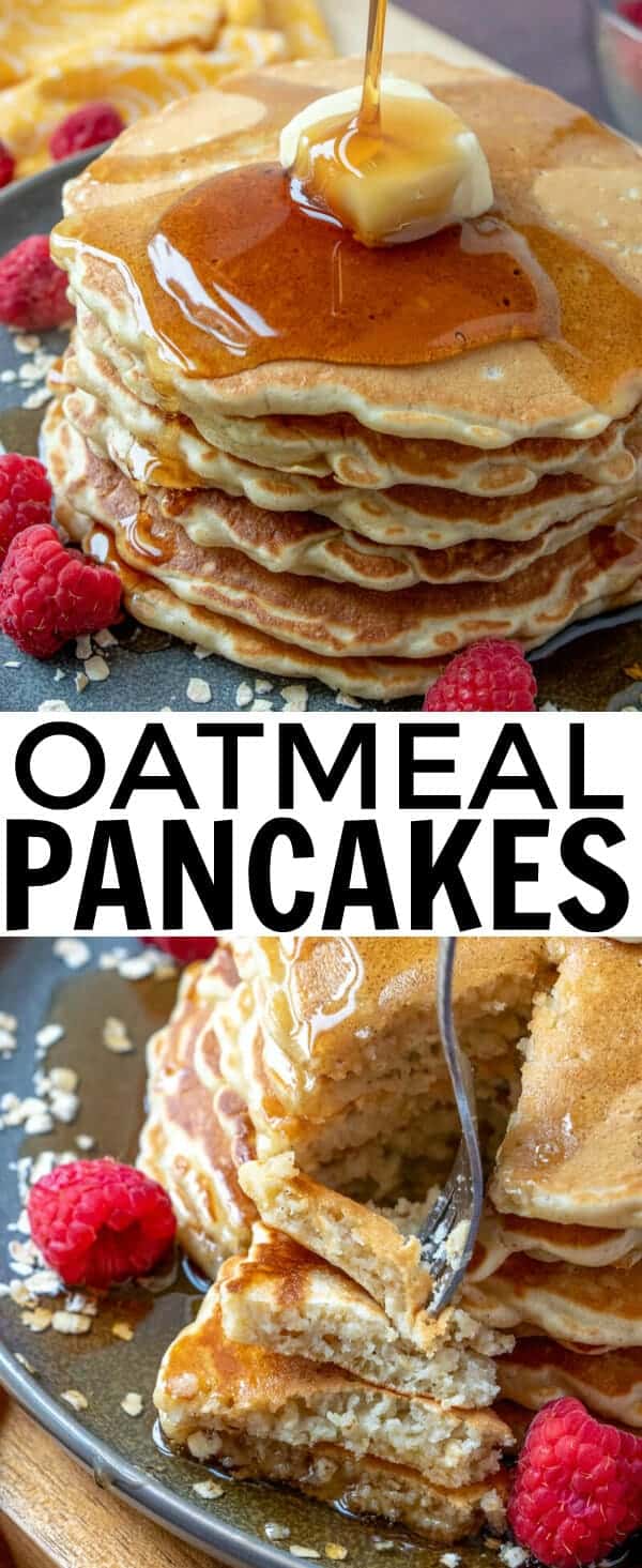 Easy, hearty and perfect for breakfast these Oatmeal Pancakes are the perfect morning dish that are quick, flavorful and packed full of deliciousness. #breakfast #oatmeal #pancakes #easyrecipe #heartybreakfast