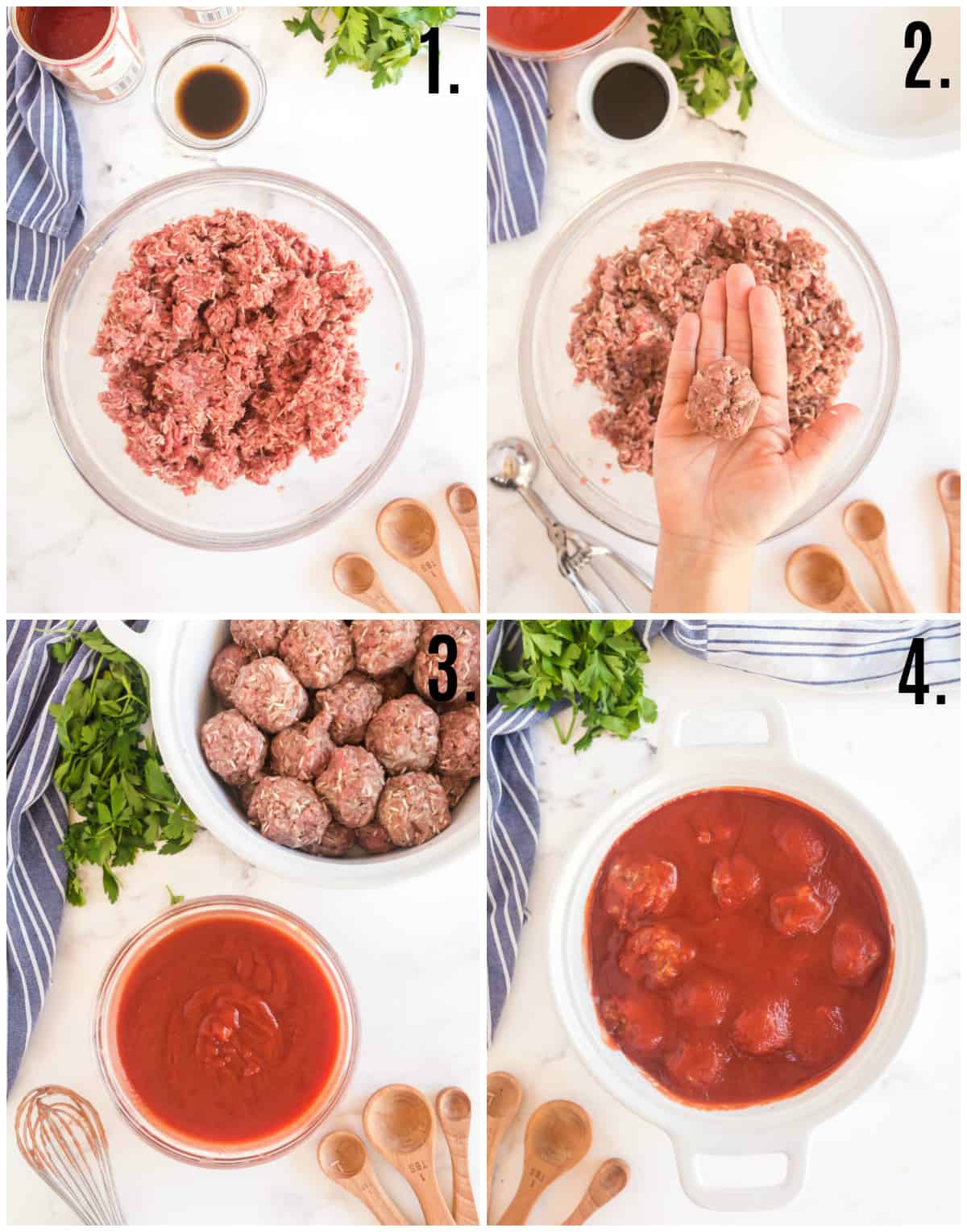 Step by step photos of how to make Porcupine Meatballs