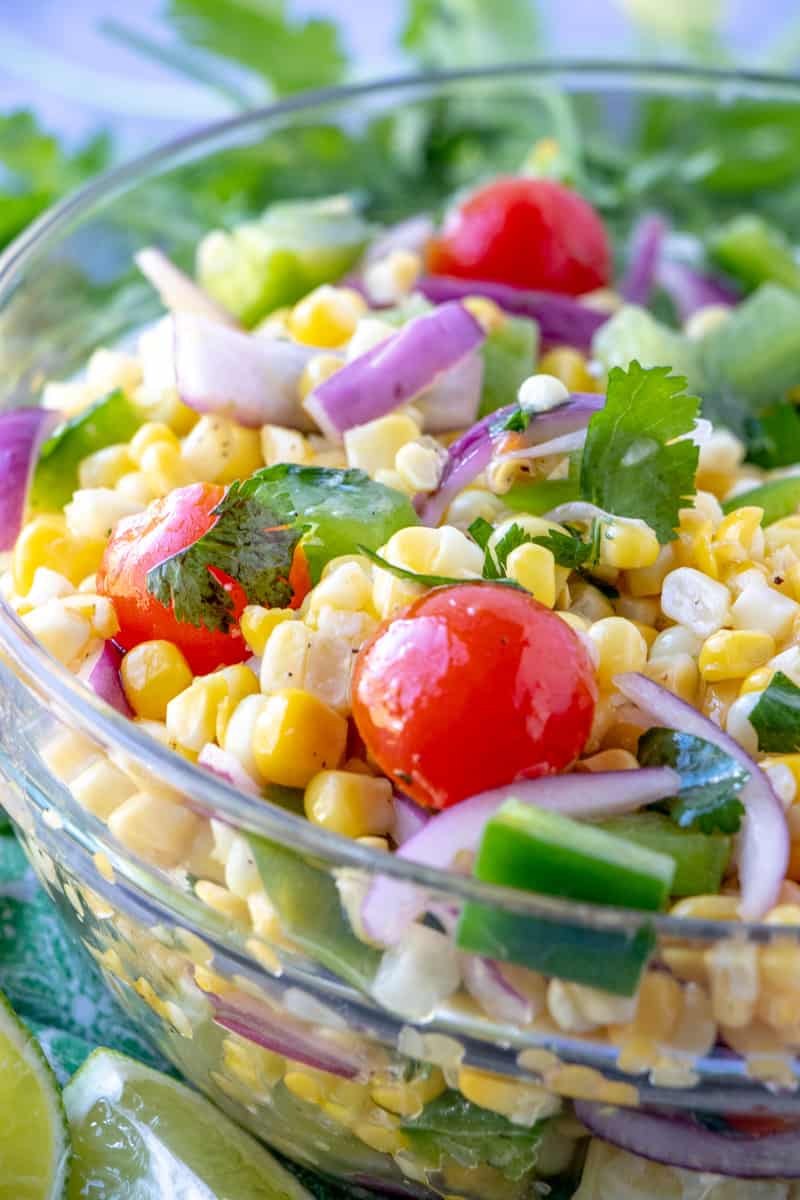 close up side view of vegetables in bowl