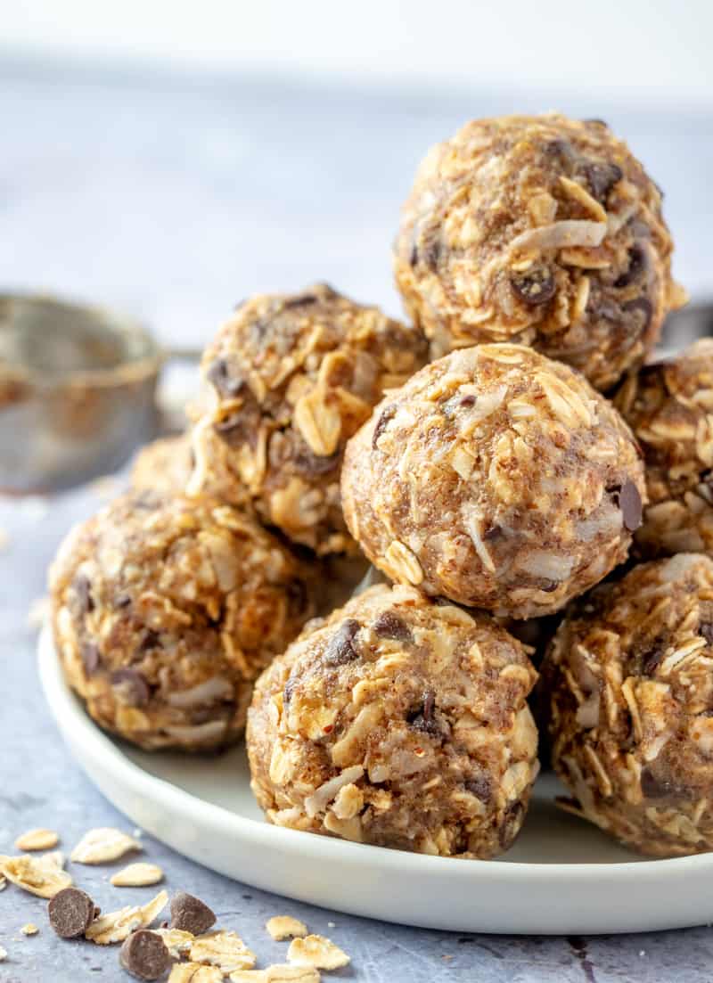 Side view of no bake energy bites