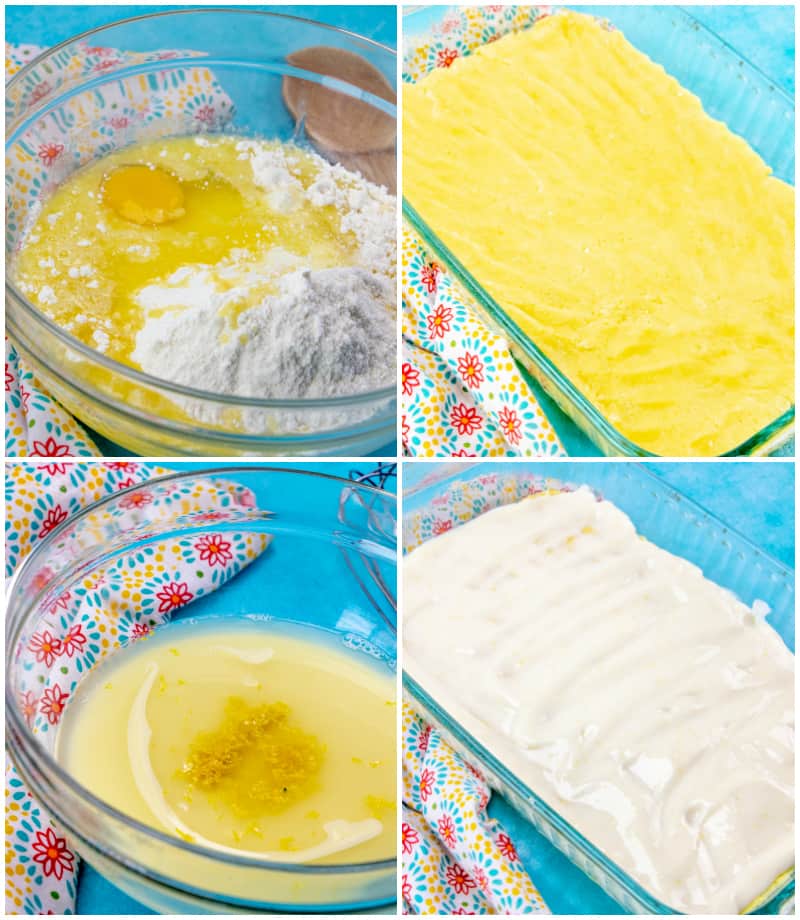In process shots of Cake Mix Lemon Squares