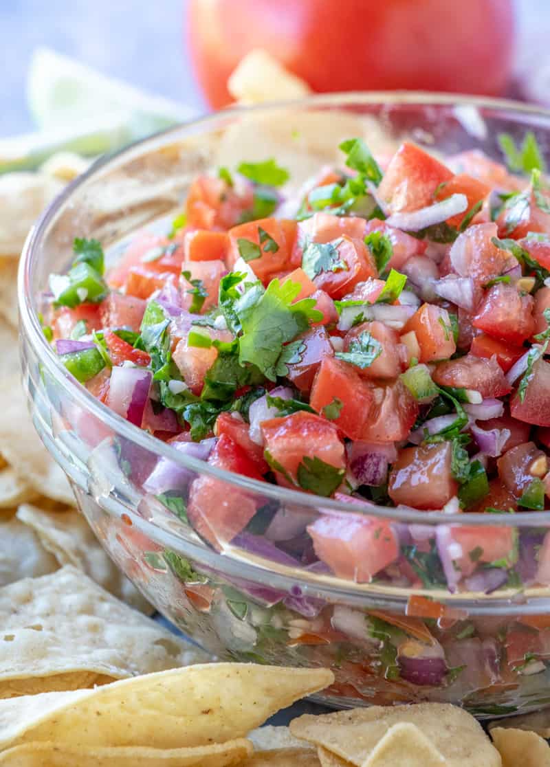 side up close shot of pico de Gallo recipe