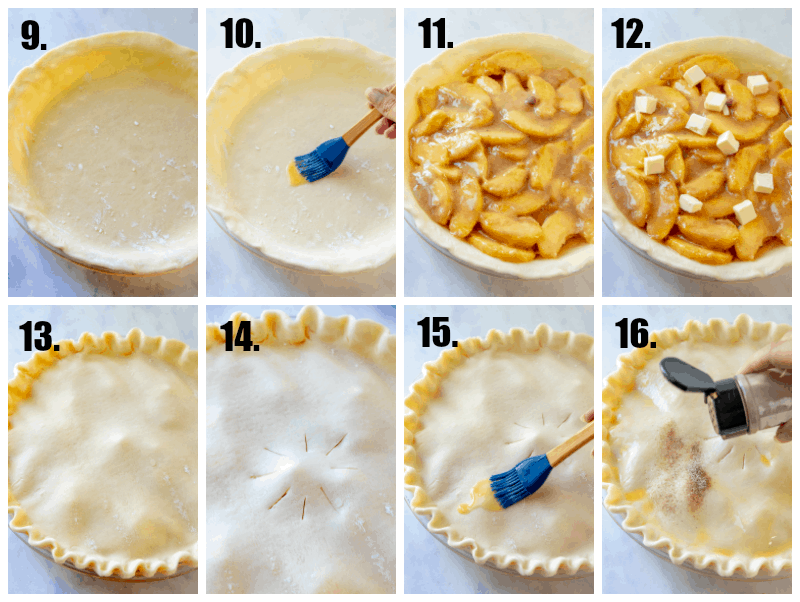 in process photos of peach pie recipe