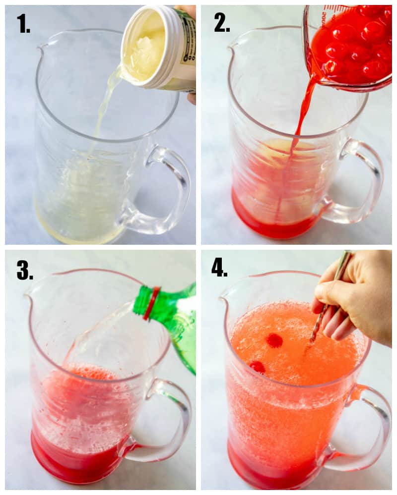 in process photos on how to make cherry limeade step by step