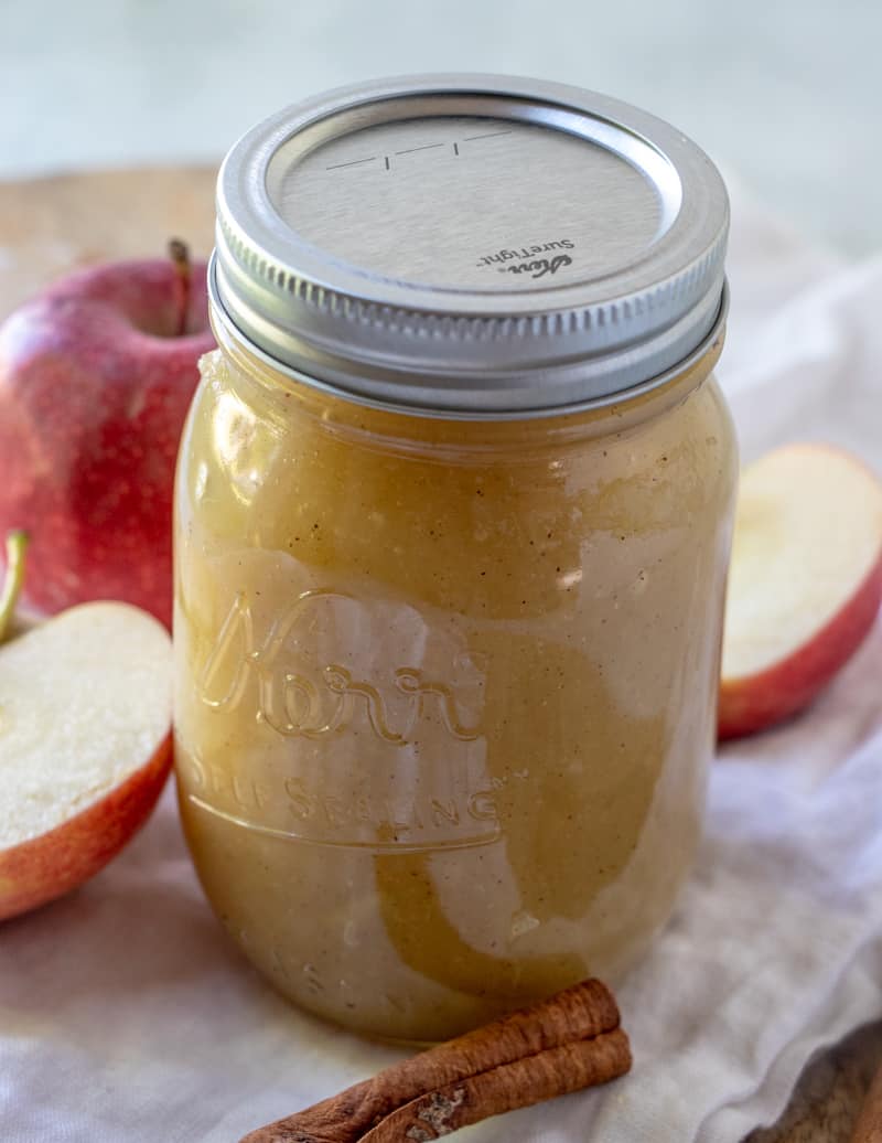 Homemade applesauce in canning jar
