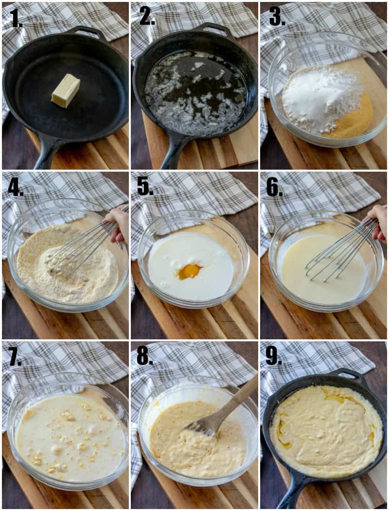 Step by step photos on how to make buttermilk cornbread