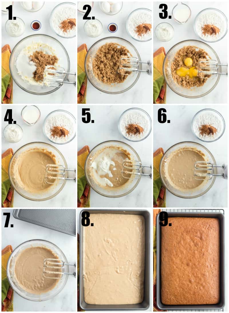 Step by step photos on how to make spice cake