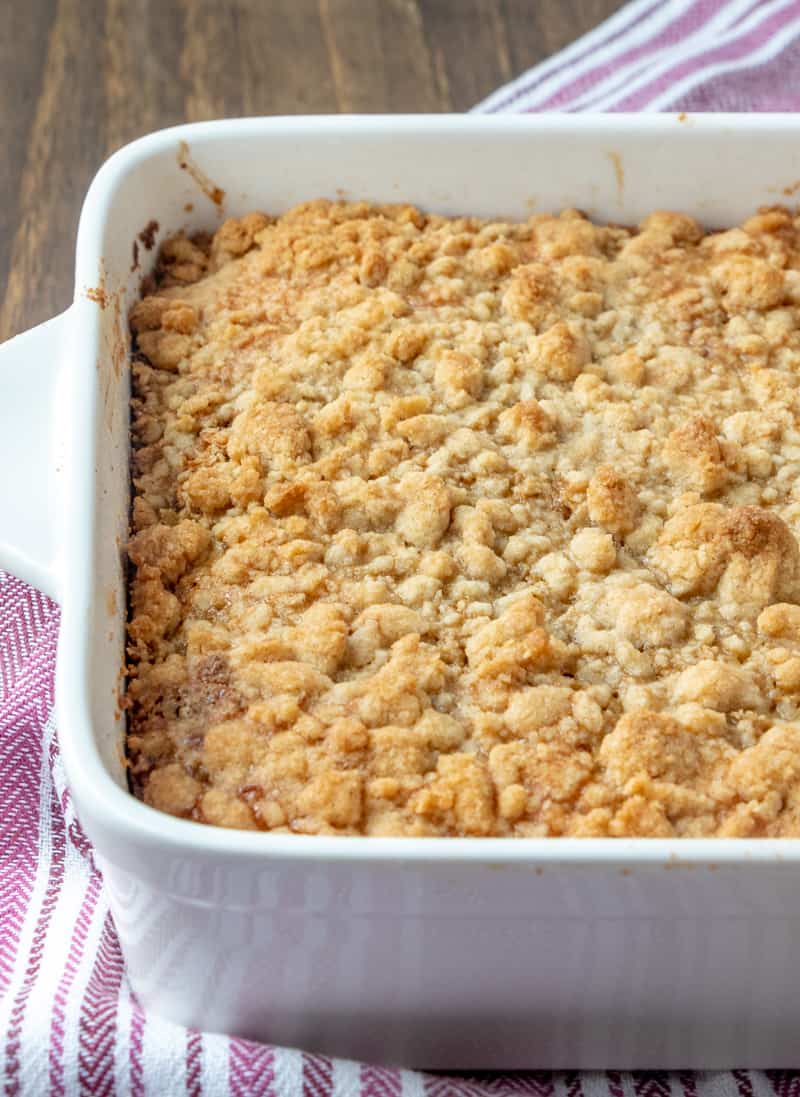 Baked Oatmeal right out of oven with golden streusel topping