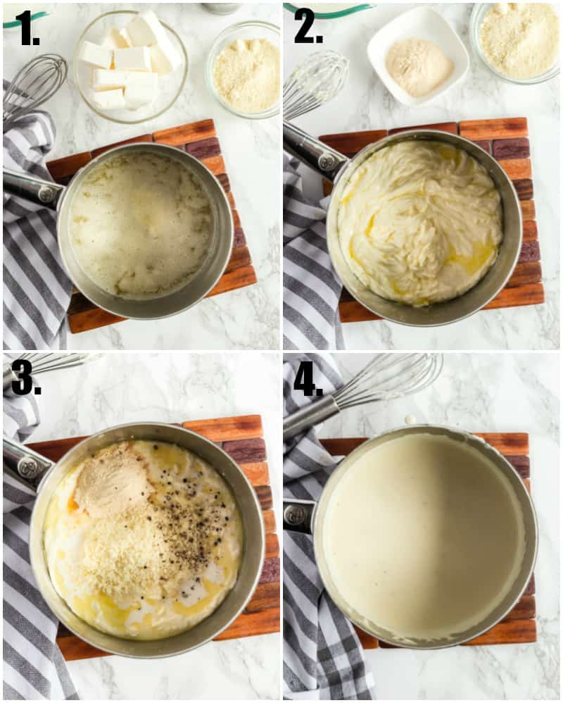 Step by step photos of how to make homemade Alfredo sauce