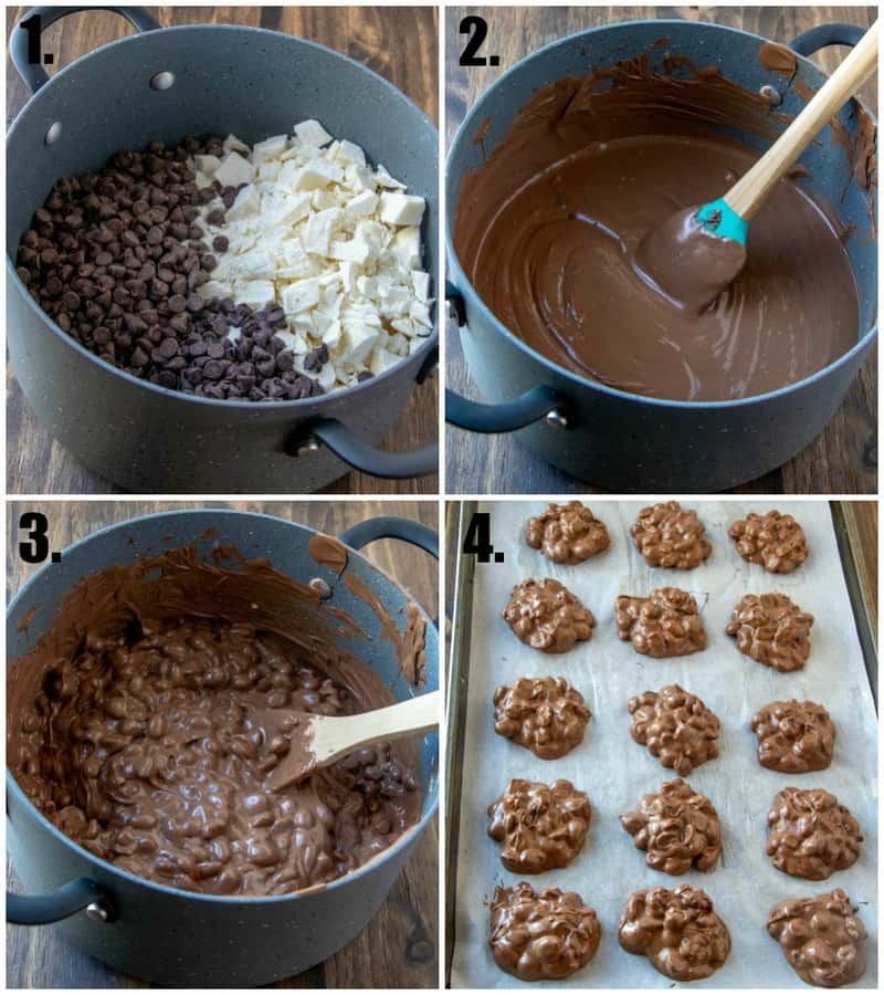 Step by step photos on how to make peanut clusters
