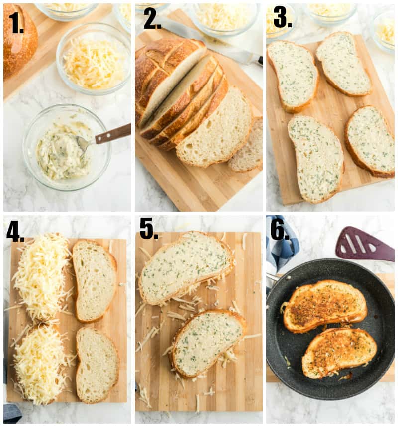 Step by step photos on how to make a grilled cheese sandwich 