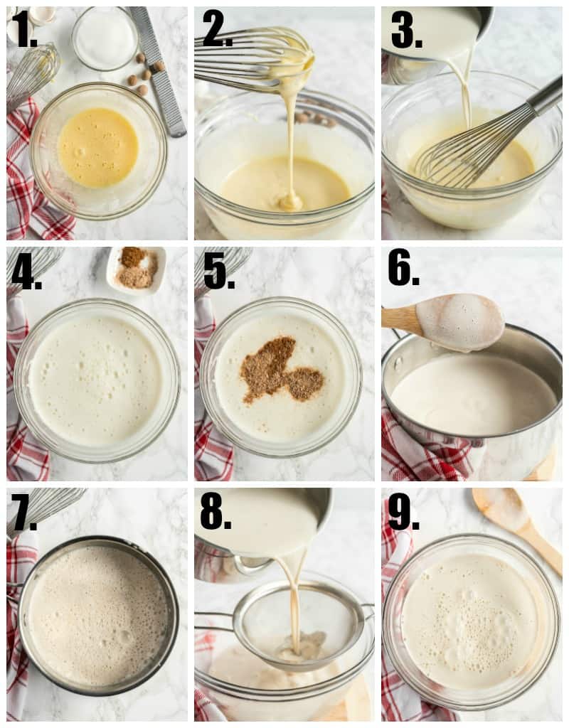 Step by step photos on how to make eggnog
