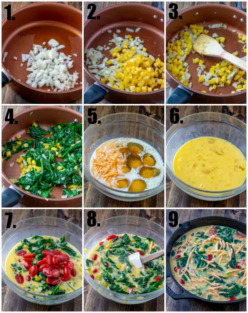 Step by step photos on how to make a Vegetable Frittata
