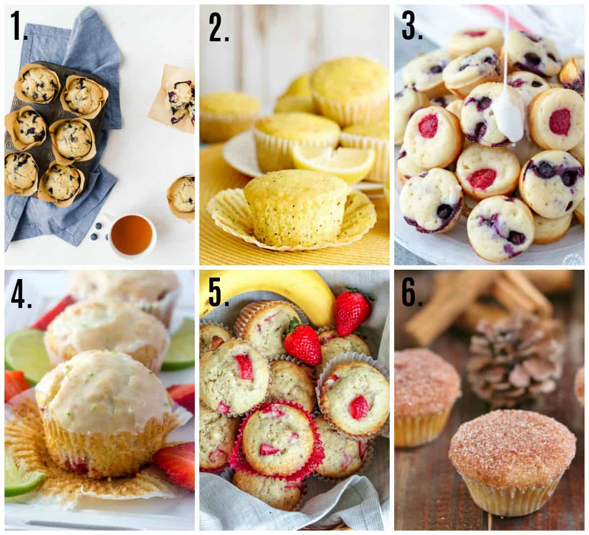 Collage photo of easy muffin recipes