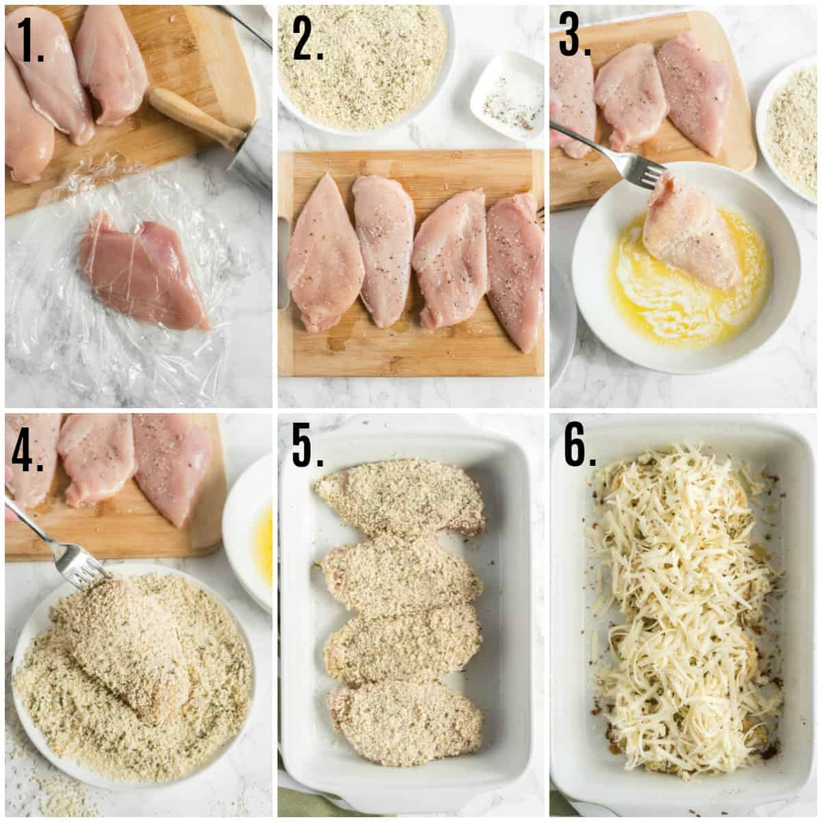 Step by step photos on how to make baked cheesy chicken