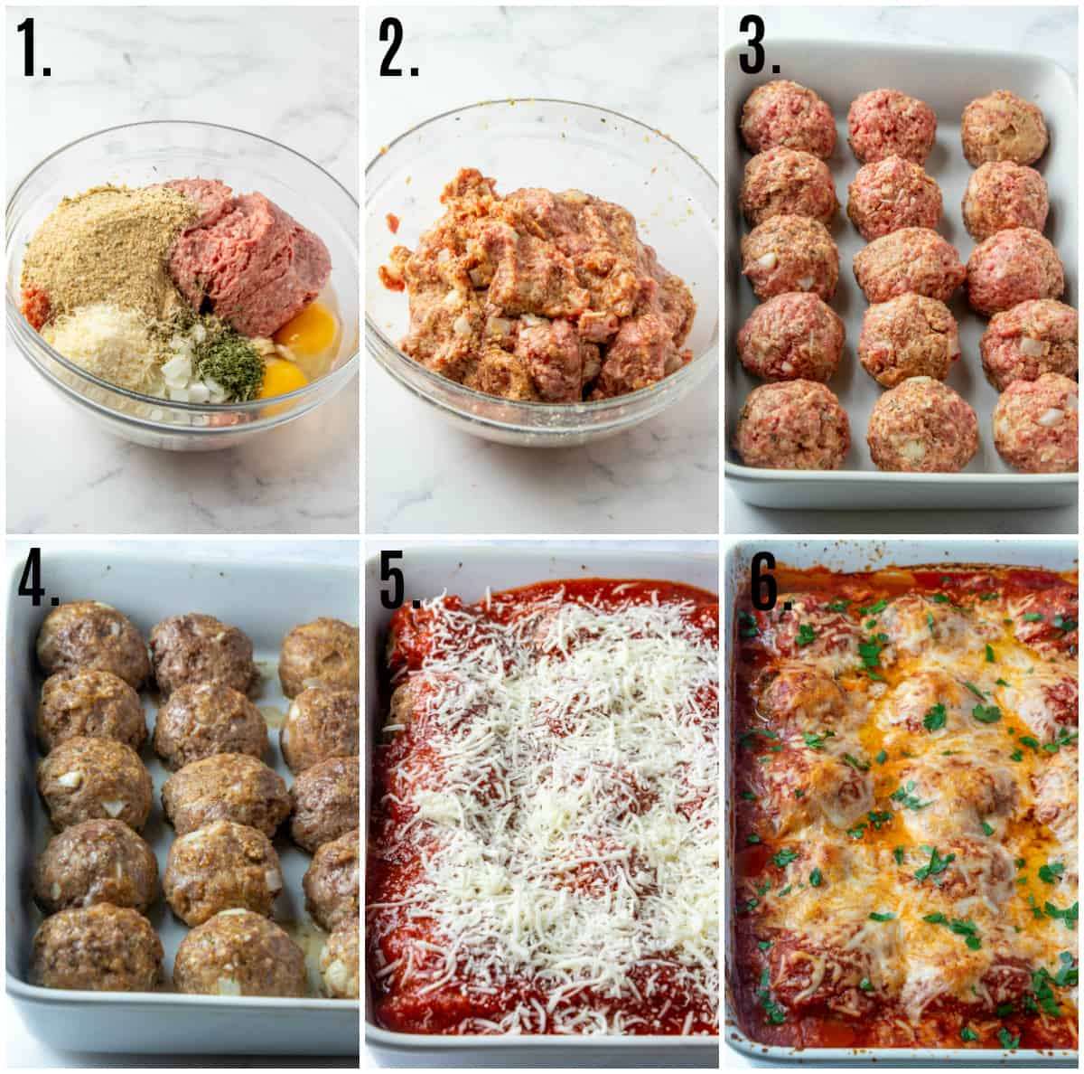 Step by step photos on how to make Baked Meatballs