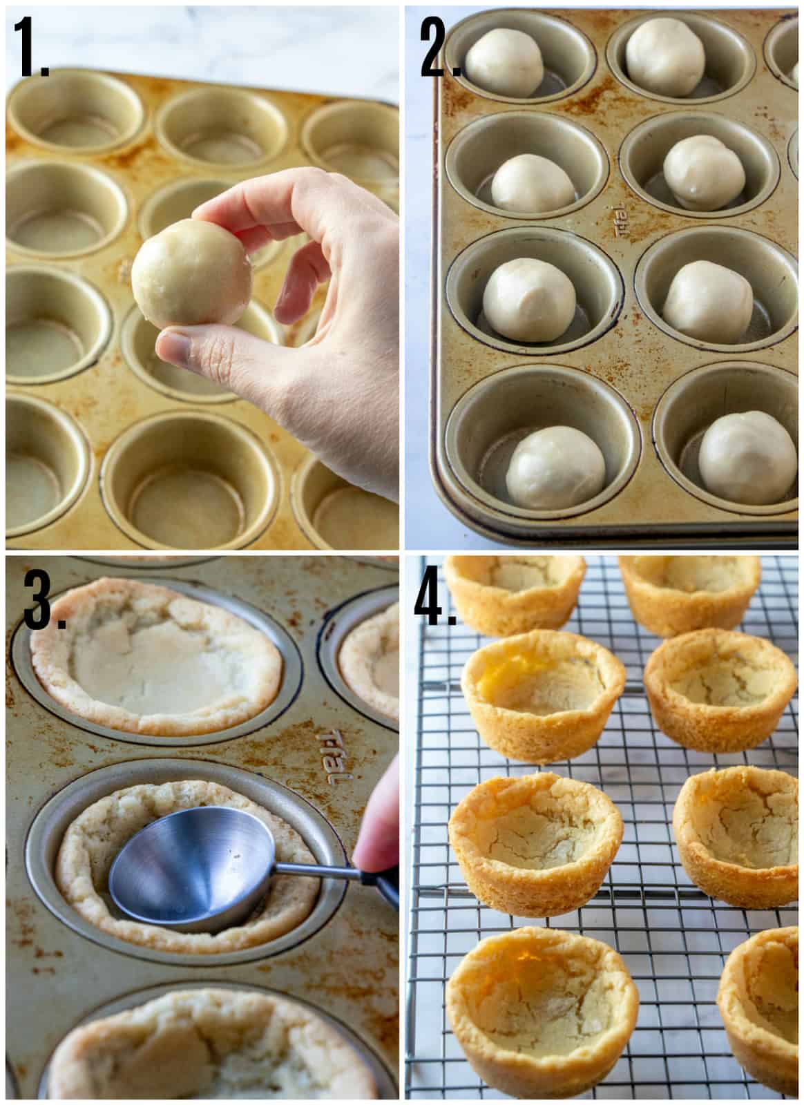 Step by step photos on how to make cookie cups