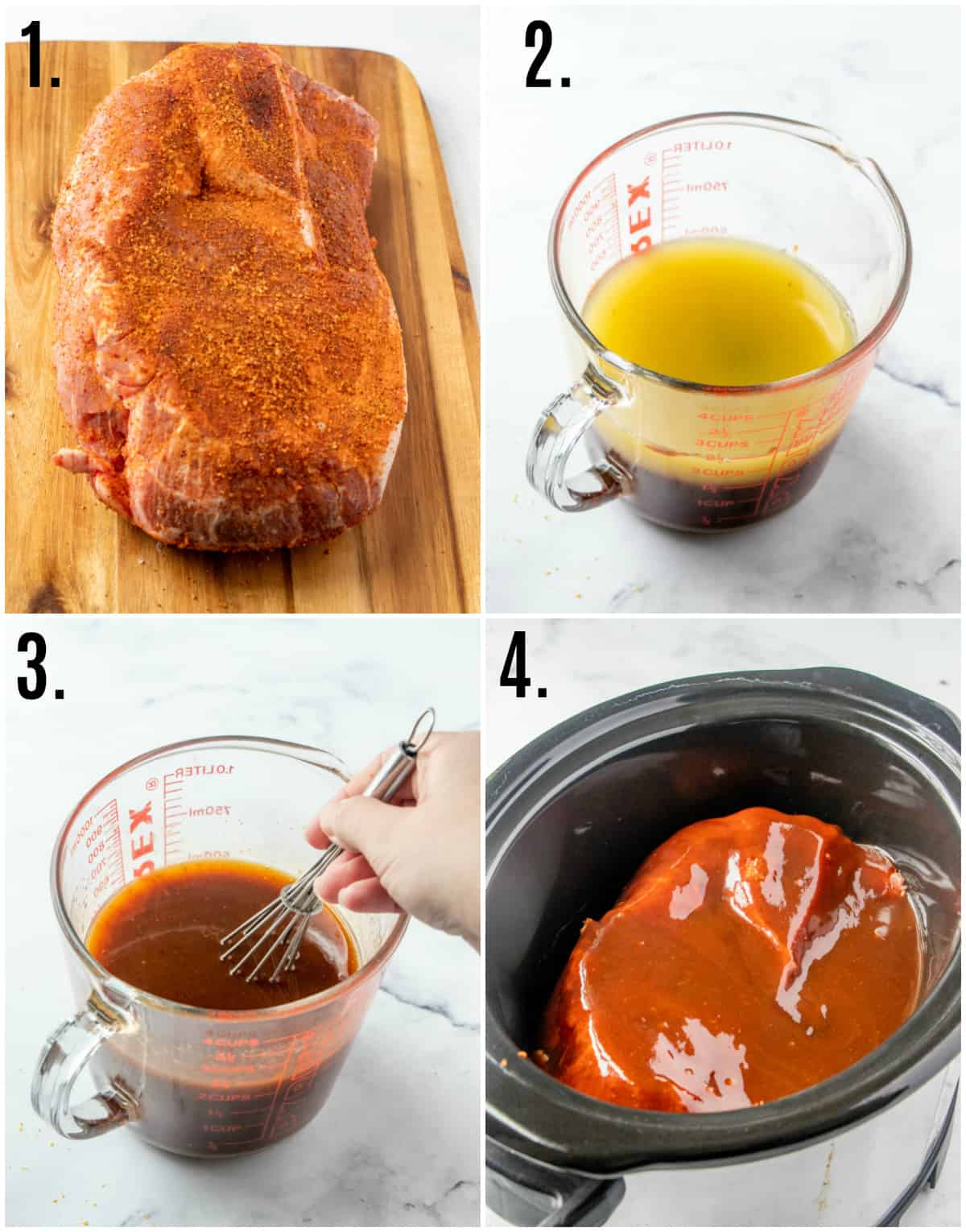 Step by step photos on how to make pulled pork sandwiches