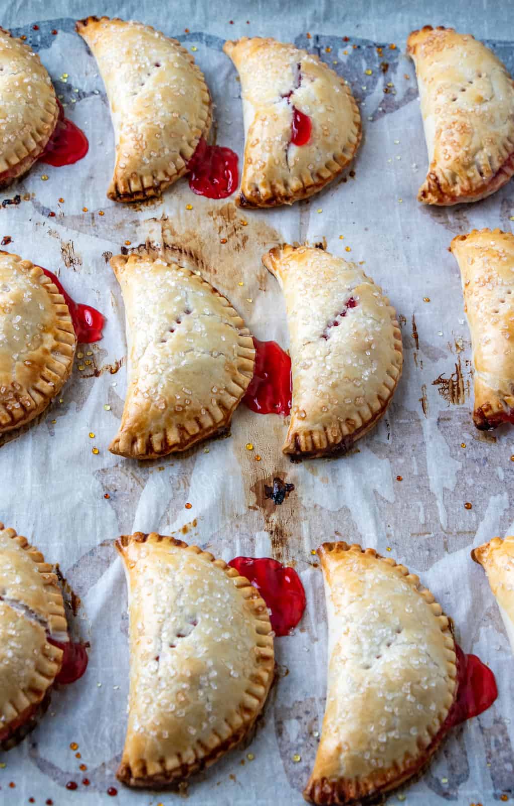 Baked Hand Pies on baking sheet right out of oven