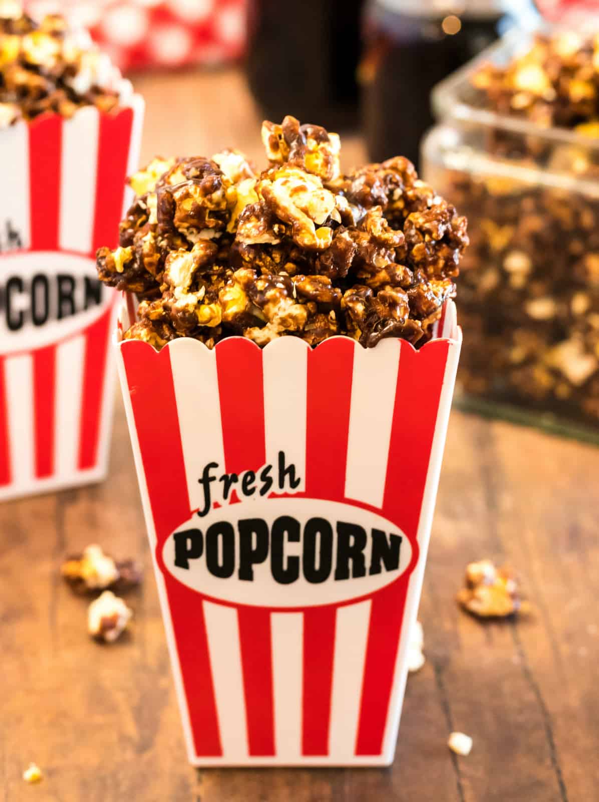 Chocolate Popcorn in Popcorn bucket