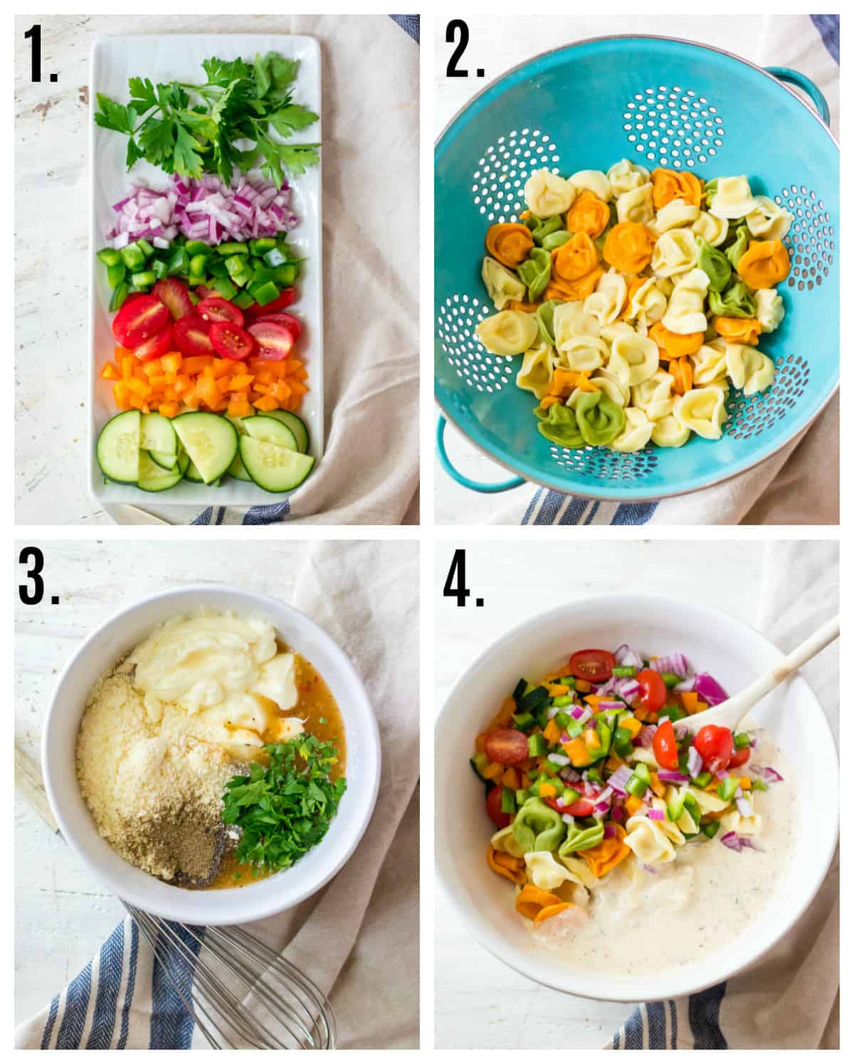 Step by step photos on how to make Summer Tortellini Salad