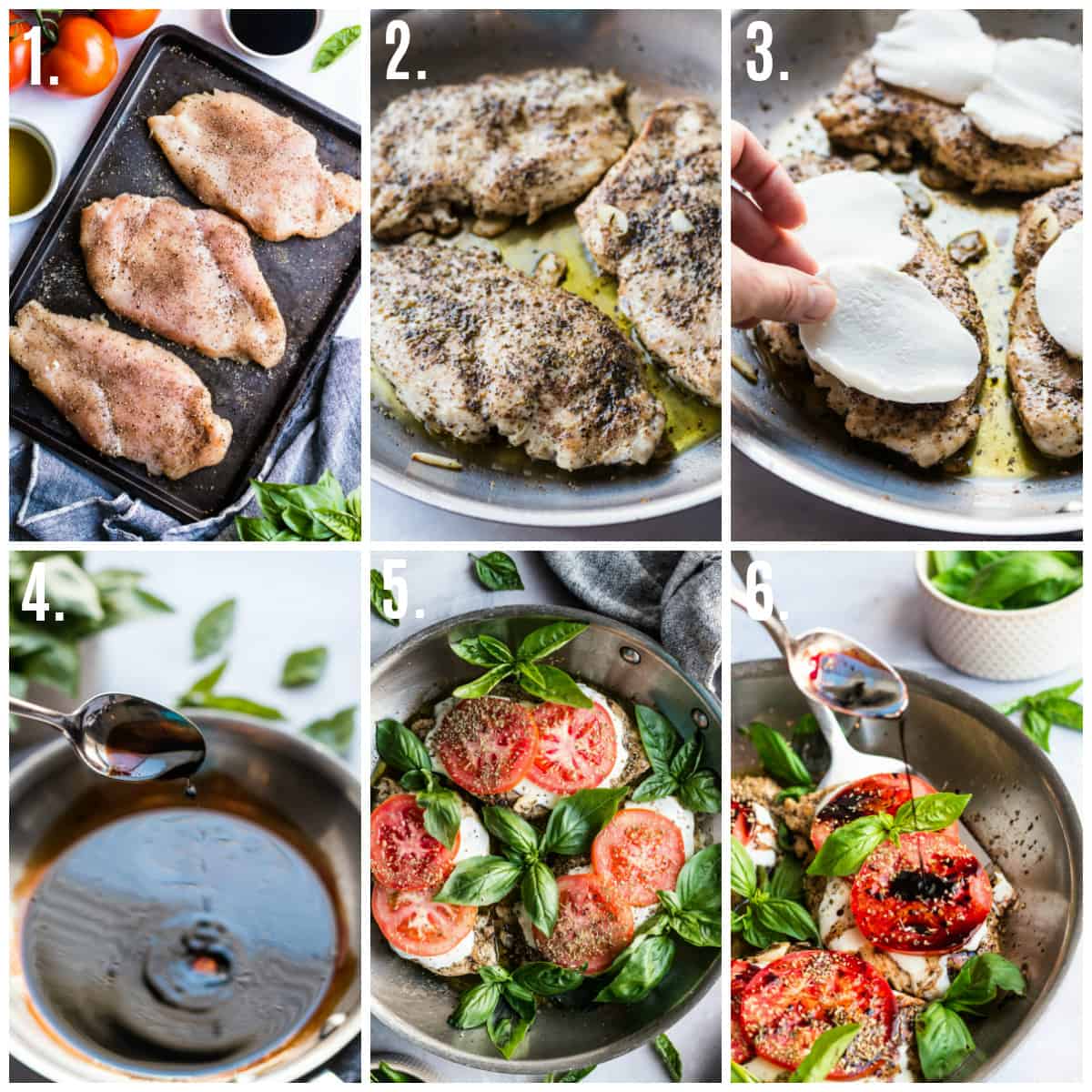 Step by step photos on how to make Caprese Chicken