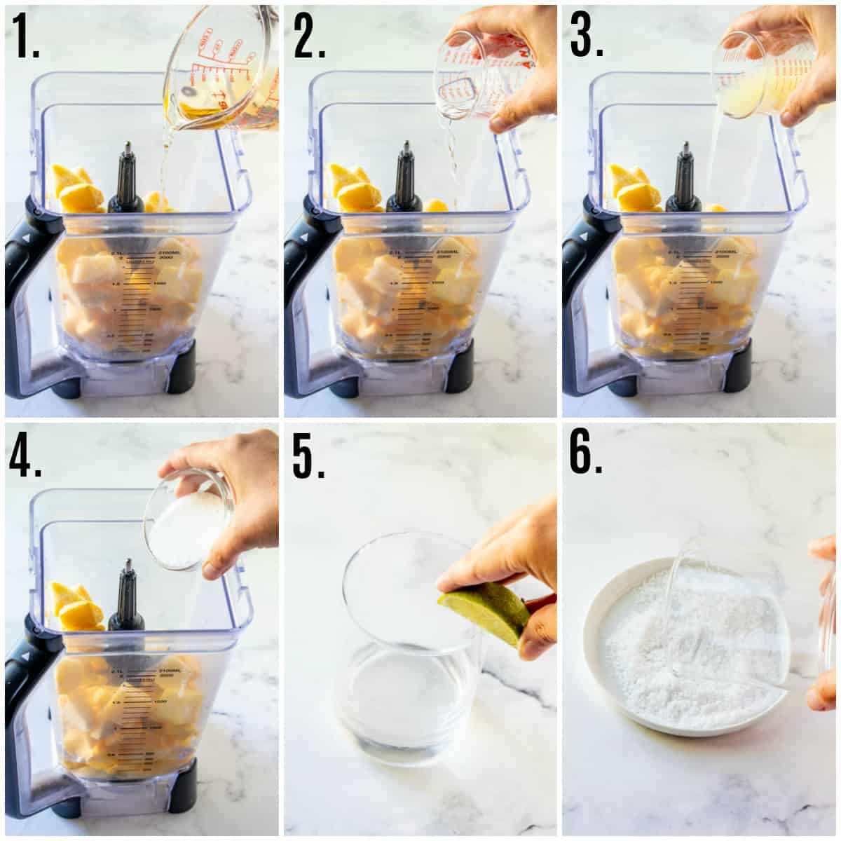 Step by step photos on how to make a Mango Margarita