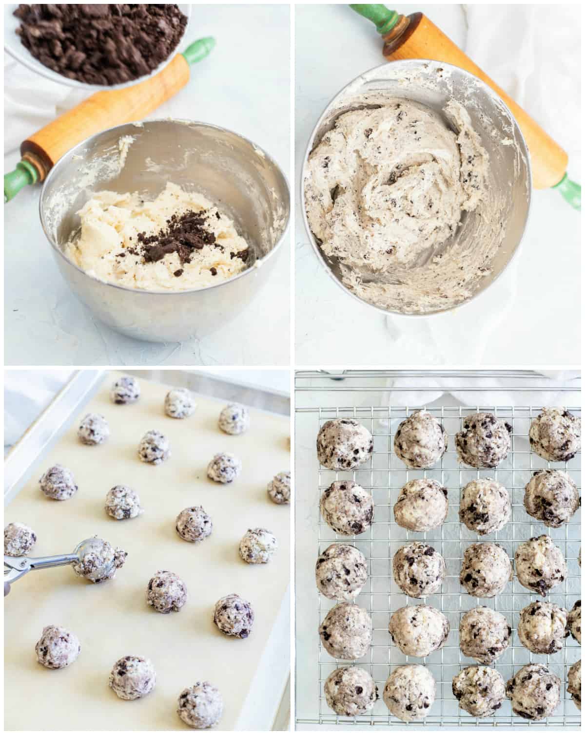 Step by step photos on how to make Cookies and Cream Cheese Cookies