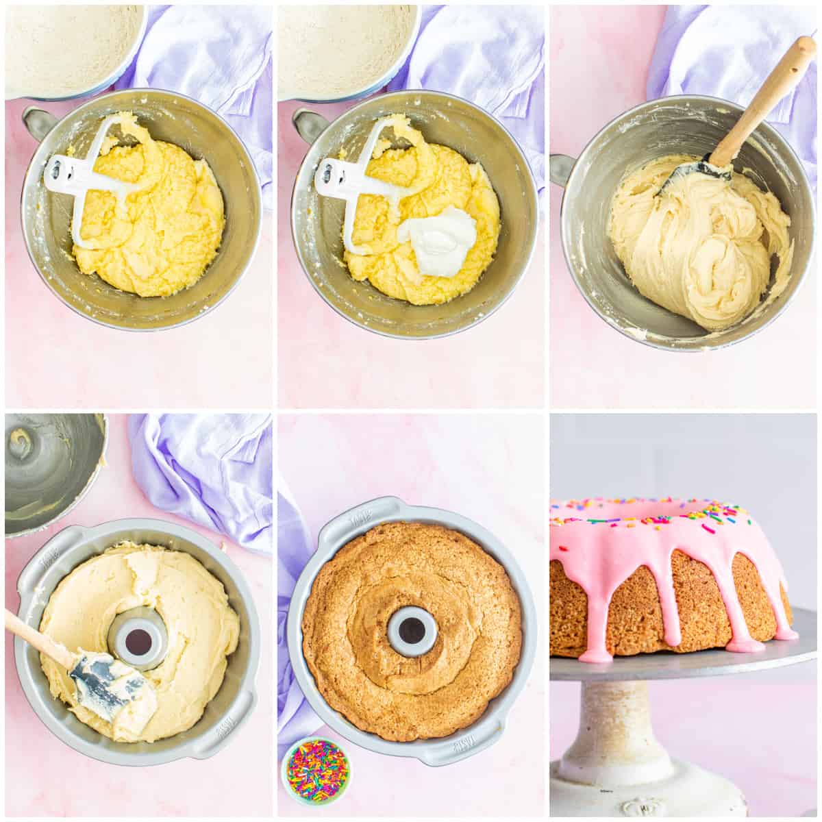 Step by step photos on how to make a Donut Cake.