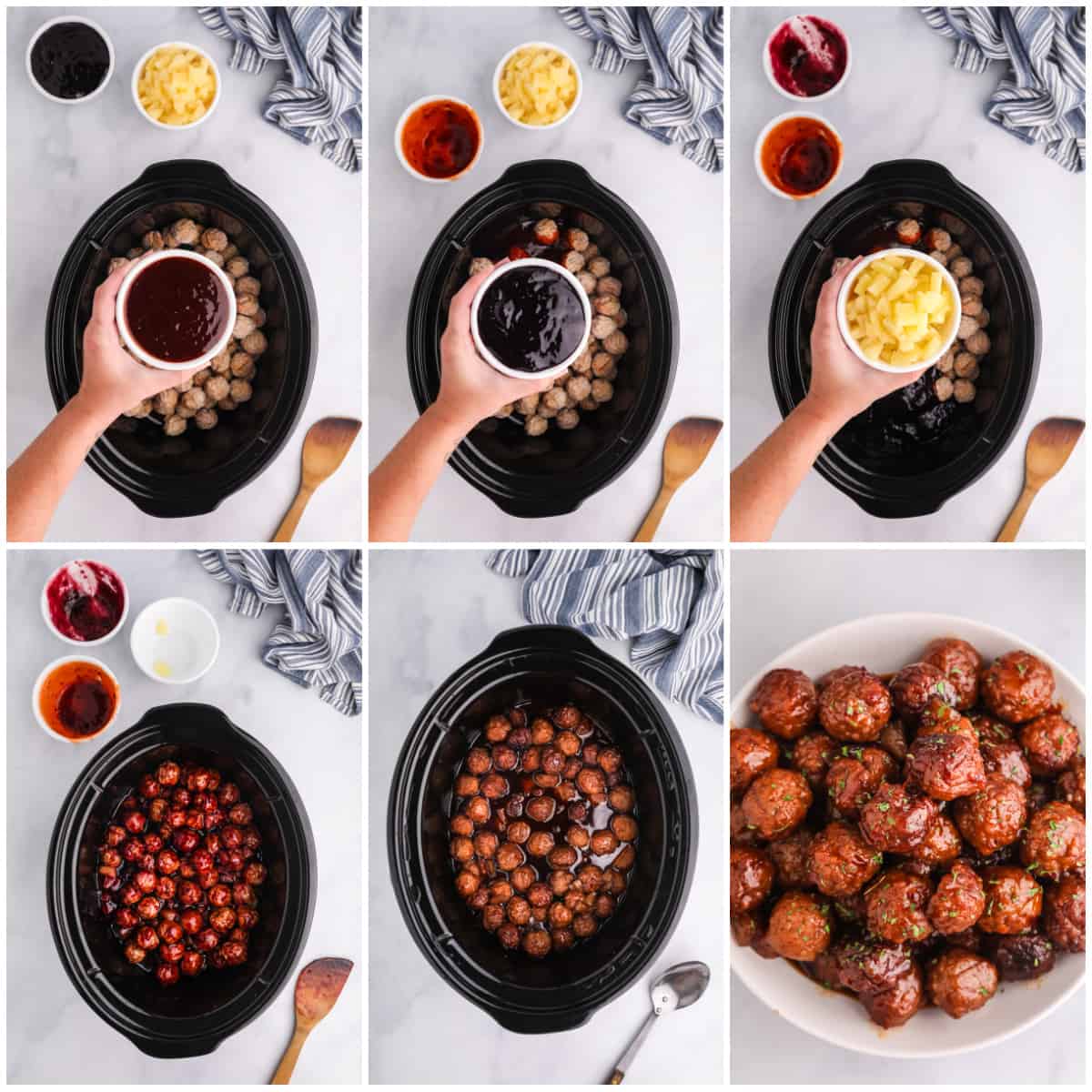 Step by step photos on how to make Sweet & Spicy Slow Cooker Meatballs.
